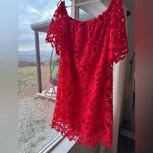 Red Lace Off-Shoulder Dress